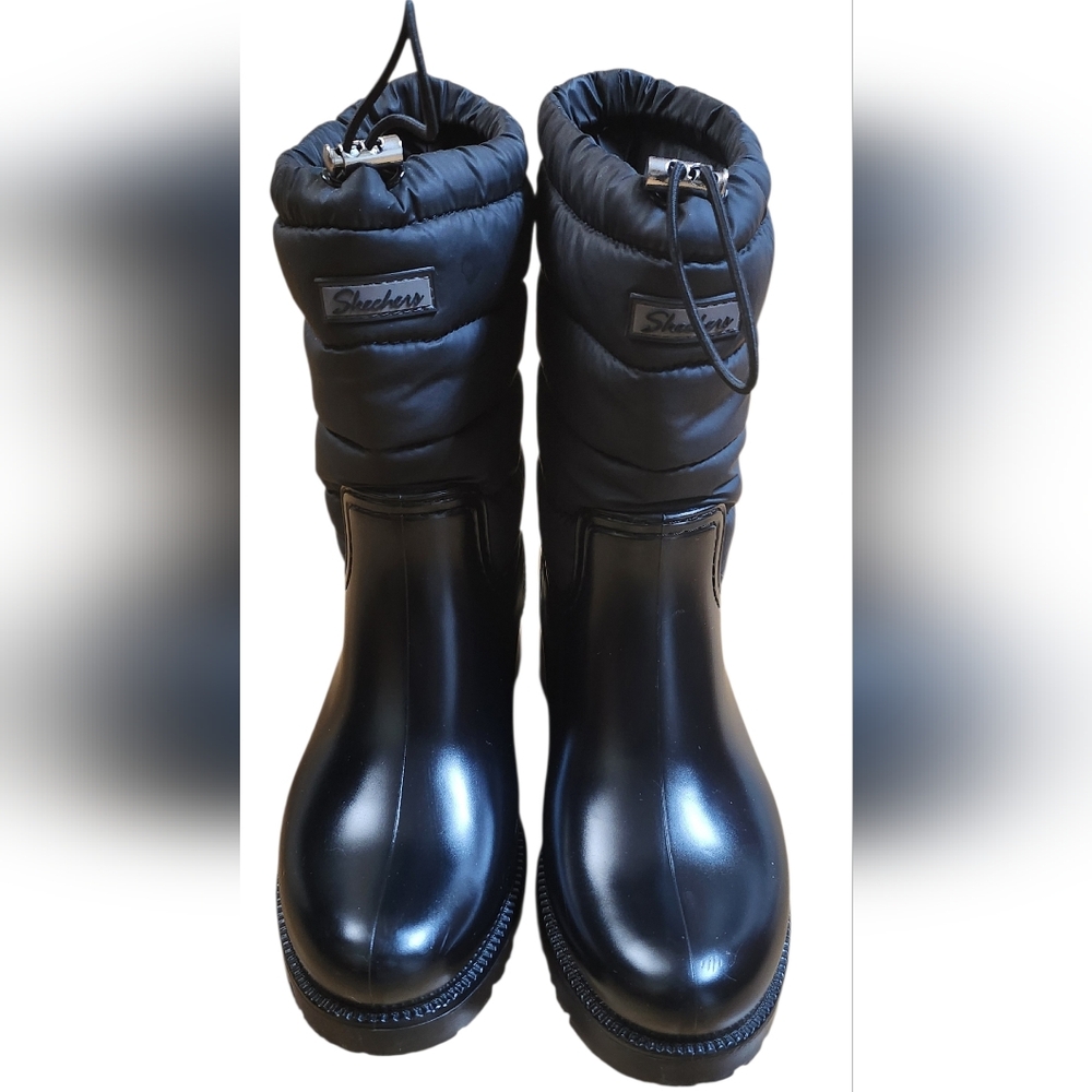 Skechers Black Quilted Waterproof Ankle Boots